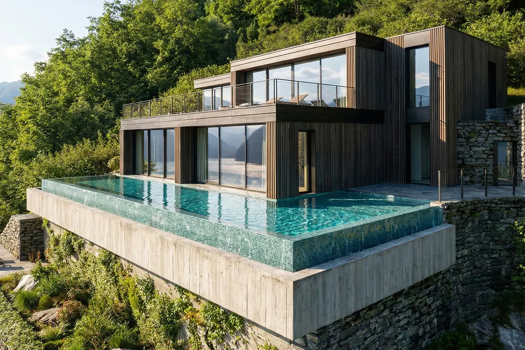 Modern Villa on Como Lake, Pognana Lario, Italy — exteriors (3)
